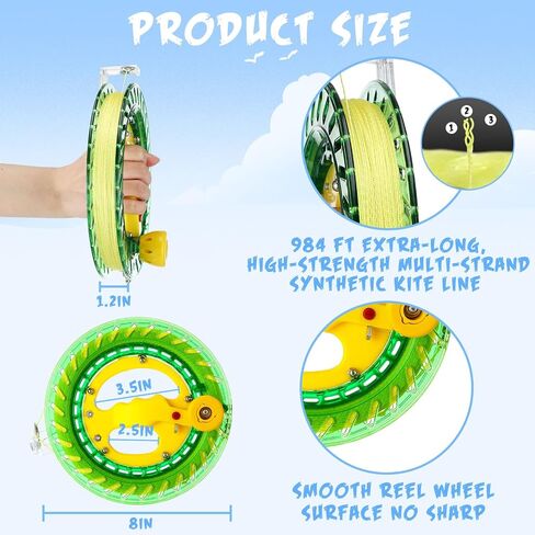 6 Pcs 8 Inches Kite String Reel Winder Kite String with Reel Kite Line Winder with 984 Feet Line and Safety Lock Winding Reel Grip Wheel Handle Kite String Spool Kite Flying Accessories in Saudi Arabia