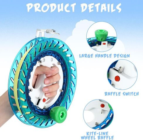 6 Pcs 8 Inches Kite String Reel Winder Kite String with Reel Kite Line Winder with 984 Feet Line and Safety Lock Winding Reel Grip Wheel Handle Kite String Spool Kite Flying Accessories in Saudi Arabia