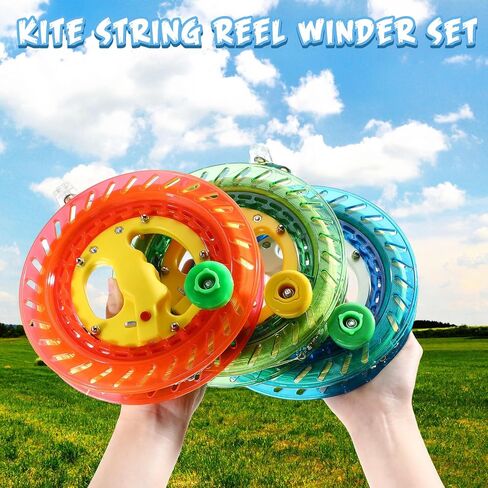 6 Pcs 8 Inches Kite String Reel Winder Kite String with Reel Kite Line Winder with 984 Feet Line and Safety Lock Winding Reel Grip Wheel Handle Kite String Spool Kite Flying Accessories in Saudi Arabia