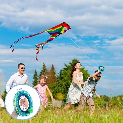 6 Pcs 8 Inches Kite String Reel Winder Kite String with Reel Kite Line Winder with 984 Feet Line and Safety Lock Winding Reel Grip Wheel Handle Kite String Spool Kite Flying Accessories in Saudi Arabia