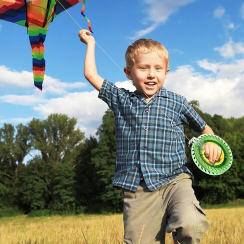 6 Pcs 8 Inches Kite String Reel Winder Kite String with Reel Kite Line Winder with 984 Feet Line and Safety Lock Winding Reel Grip Wheel Handle Kite String Spool Kite Flying Accessories in Saudi Arabia