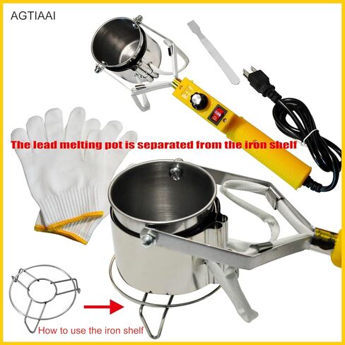 وعاء ذوبان الرصاص لمجموعة قوالب الصيد، بوتقات لصهر المعادن، 110 فولت/500 وات، قوالب الرصاص لوعاء ذوبان القصدير بيوتر لأوزان الصيد، قلادة معدنية مع نطاق درجة حرارة 100-450 درجة مئوية (أخضر) in Kuwait