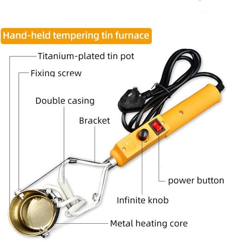 وعاء صهر الرصاص المحمول لقوالب وزن الصيد، 110 فولت/350 وات وعاء صهر القصدير الكهربائي مع نطاق درجة الحرارة 100-450 درجة مئوية in Kuwait