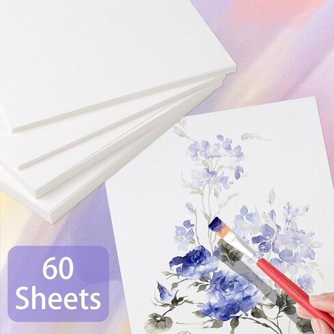 Phinus 60 Sheets Watercolor Paper, 5x7in Water Color Paper, 140 lb/300 GSM Watercolor Paper Pad, Cold Press Watercolor Pad, Watercolor Paper Sketchbook for Mixed Media Art Supplies in Saudi Arabia