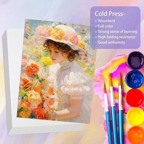 Phinus 60 Sheets Watercolor Paper, 5x7in Water Color Paper, 140 lb/300 GSM Watercolor Paper Pad, Cold Press Watercolor Pad, Watercolor Paper Sketchbook for Mixed Media Art Supplies in Saudi Arabia