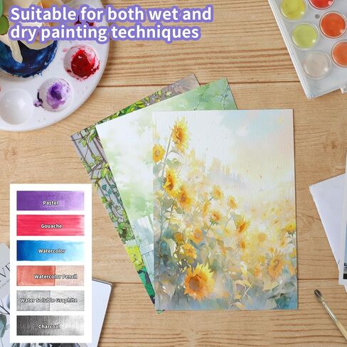 Phinus 60 Sheets Watercolor Paper, 5x7in Water Color Paper, 140 lb/300 GSM Watercolor Paper Pad, Cold Press Watercolor Pad, Watercolor Paper Sketchbook for Mixed Media Art Supplies in Saudi Arabia