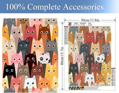 DIY Cat Diamond Art Kits with Round Diamond, 5D Diamond Painting Kits for Adults, Cat Family Diamond Painting Full Drill Round Rhinestone for Home Wall Decor 11.8X15.7inch in Saudi Arabia