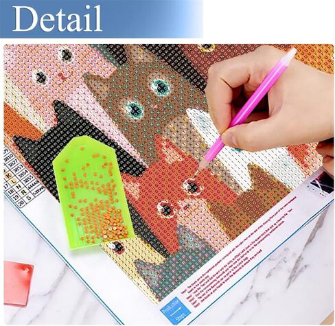DIY Cat Diamond Art Kits with Round Diamond, 5D Diamond Painting Kits for Adults, Cat Family Diamond Painting Full Drill Round Rhinestone for Home Wall Decor 11.8X15.7inch in Saudi Arabia
