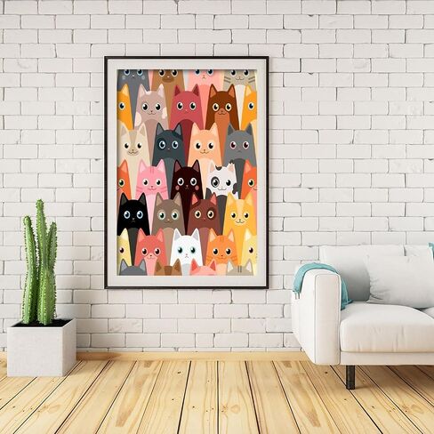 DIY Cat Diamond Art Kits with Round Diamond, 5D Diamond Painting Kits for Adults, Cat Family Diamond Painting Full Drill Round Rhinestone for Home Wall Decor 11.8X15.7inch in Saudi Arabia