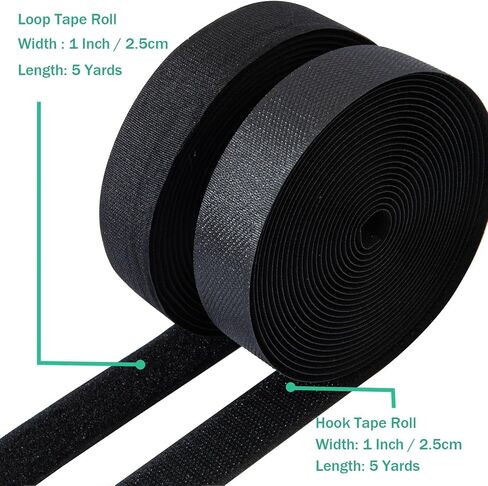MYUREN 2 Inch Sew on Hook and Loop Strips, Black, 3 Yards in Kuwait