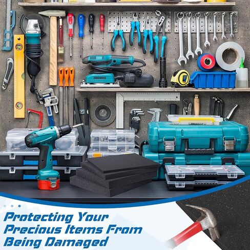 4 Pieces Polyurethane Foam Sheet 11.8 x 11.8 x 1.5 Inch Cuttable Polyurethane Foam Pads Craft Foam Black Tool Box Foam Insert for Toolbox Camera Storage and Crafts(11.8 x 11.8 x 1.5 Inch) in Kuwait