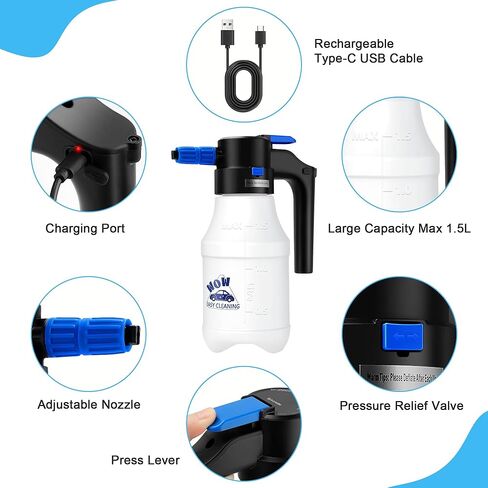 سيارة كهربائية رغوة البخاخ 1.5L يده رغوة بطارية قابلة للشحن تعمل بالطاقة رغوة مدفع لغسل سيارة سيارة بخاخ لاسلكي in Kuwait