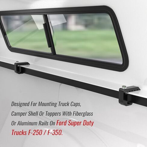 AA-Racks P-AC-10 مشابك تثبيت من الألومنيوم غطاء الشاحنة العلوي لشاحنات Ford Super Duty F-250 F-350، مجموعة من 6 - أسود in Kuwait