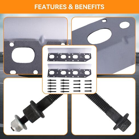 Exhaust Manifold Gasket with Bolt Studs and Nuts Set for 2009-2020 Chrysler Dodge Ram 1500 2500 3500 Jeep 5.7L V8 (Complete Left + Right Set) in Kuwait