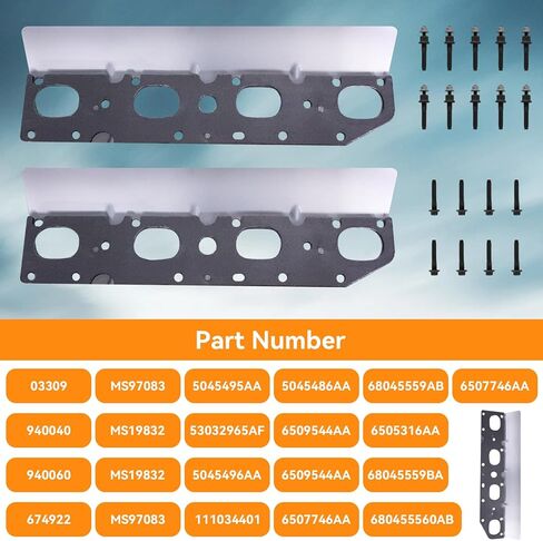 Exhaust Manifold Gasket with Bolt Studs and Nuts Set for 2009-2020 Chrysler Dodge Ram 1500 2500 3500 Jeep 5.7L V8 (Complete Left + Right Set) in Kuwait