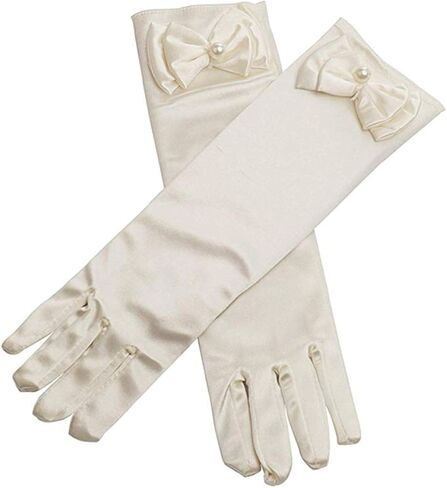 11.5" Long Satin Gloves Bowknot for 4-9 yrs Girls Kids Flower Girls Princess Cosplay in Saudi Arabia
