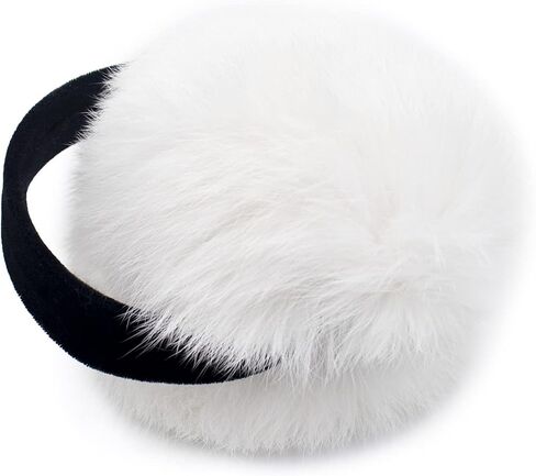 surell Rabbit Fur Women’s Earmuff with Velvet Band - Furry Ear Warmer - Thick Plush Outdoor Headwear for Cold Weather in Saudi Arabia