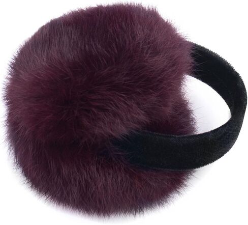 surell Rabbit Fur Women’s Earmuff with Velvet Band - Furry Ear Warmer - Thick Plush Outdoor Headwear for Cold Weather in Saudi Arabia