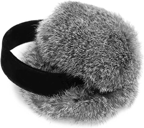 surell Rabbit Fur Women’s Earmuff with Velvet Band - Furry Ear Warmer - Thick Plush Outdoor Headwear for Cold Weather in Saudi Arabia