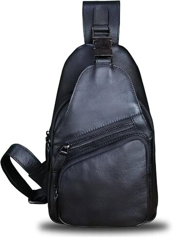 LRTO Genuine Leather Sling Bag Crossbody Purse Handmade Hiking Daypack Motorcycle Bag Retro Shoulder BackpackChest Bag in Saudi Arabia