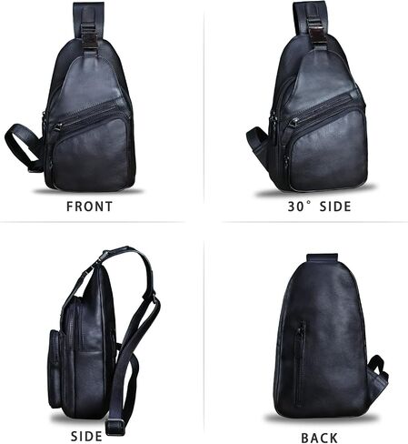 LRTO Genuine Leather Sling Bag Crossbody Purse Handmade Hiking Daypack Motorcycle Bag Retro Shoulder BackpackChest Bag in Saudi Arabia
