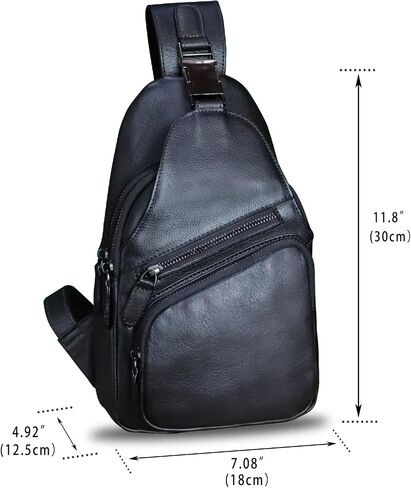 LRTO Genuine Leather Sling Bag Crossbody Purse Handmade Hiking Daypack Motorcycle Bag Retro Shoulder BackpackChest Bag in Saudi Arabia