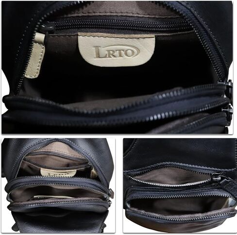 LRTO Genuine Leather Sling Bag Crossbody Purse Handmade Hiking Daypack Motorcycle Bag Retro Shoulder BackpackChest Bag in Saudi Arabia