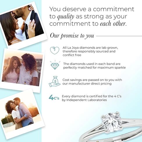 خاتم ألماس سوليتير من Lab Grown مقاس 1/2-2 قيراط للنساء | خاتم من الذهب الأبيض عيار 14 قيراط بيضاوي ومستدير ومقطع كمثرى وزمرد | مجوهرات الماس المتلألئة GH VS/SI in Kuwait