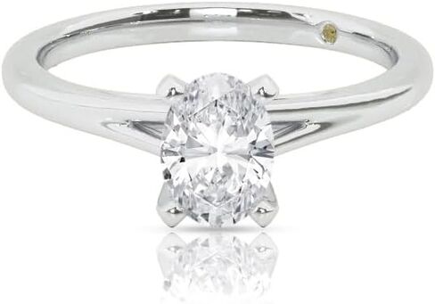 خاتم ألماس سوليتير من Lab Grown مقاس 1/2-2 قيراط للنساء | خاتم من الذهب الأبيض عيار 14 قيراط بيضاوي ومستدير ومقطع كمثرى وزمرد | مجوهرات الماس المتلألئة GH VS/SI in Kuwait