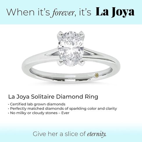 خاتم ألماس سوليتير من Lab Grown مقاس 1/2-2 قيراط للنساء | خاتم من الذهب الأبيض عيار 14 قيراط بيضاوي ومستدير ومقطع كمثرى وزمرد | مجوهرات الماس المتلألئة GH VS/SI in Kuwait