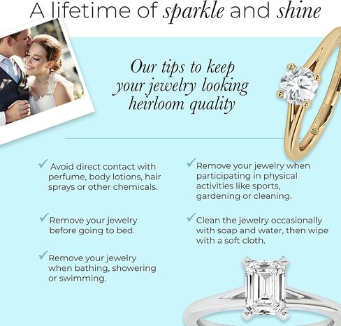 خاتم ألماس سوليتير من Lab Grown مقاس 1/2-2 قيراط للنساء | خاتم من الذهب الأبيض عيار 14 قيراط بيضاوي ومستدير ومقطع كمثرى وزمرد | مجوهرات الماس المتلألئة GH VS/SI in Kuwait