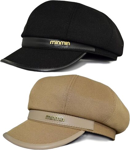 قطعتان من قبعة موزع الصحف للسيدات من الصوف الخريفي، قبعة رسام من Paperboy Cabbie، قبعات عدالة شعرية عصرية كلاسيكية (أسود وكاكي) in Kuwait