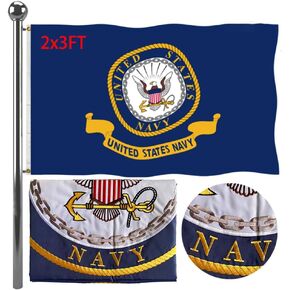 Jayus Embroidered Double Sided Emblem US Navy Flag 2x3 FT Outdoor - 340D Heavy Duty Naval Flag USNA Army Flags with 2 Brass Grommets Banner and UV Fade Resistant in Saudi Arabia