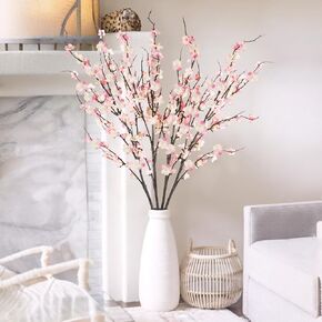 Krissing 12 PCS Cherry Blossom Branses 39 "طويل القامة زهر الكرز الاصطناعي ينبع أبيض فو ، ترتيبات زهور زهر الزهور المزهرية لزجاج الزفاف ديكور الربيع in Kuwait
