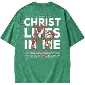 Graphic Tees Summer Women Men Cotton Novelty Oversized Crew Neck Heart with Christ Christian Washed T-Shirt in Saudi Arabia