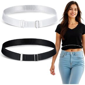 2pcs أحزمة مرنة قابلة للتعديل للنساء ، فرقة Tuck Tuck Band Women Tucky Belt Crop Tuck مثالية لقمصان زراعة المحاصيل والسترات الصوفية والمزيد (بالأبيض والأسود) in Saudi Arabia
