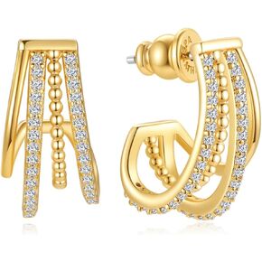 14K Gold Plated 925 Sterling Silver Post Hoop Earrings for Women | Statement Huggie Earrings Trendy Jewelry in Saudi Arabia