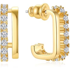 14K Gold Plated 925 Sterling Silver Post Hoop Earrings for Women | Statement Huggie Earrings Trendy Jewelry in Saudi Arabia