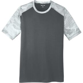 Sport-Tek Camohex Colorblock Tee | تي شيرت رياضي للرجال والنساء ، وقمة تجريب أنيقة لصالة الألعاب الرياضية والأزياء غير الرسمية in Kuwait