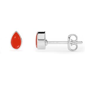 Natural Red Coral Stud Earrings for Women in Sterling Silver, March Birthstone Gifts for Her Birthday, Anniversary, Graduation, Thanksgiving (Bezel-Set, Round/Oval/Pear) in Saudi Arabia