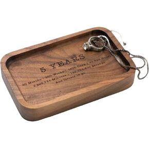 5th Anniversary Wood Ring Tray, Wooden Engraved Ring Dish, Wood Trinket Dish for Wedding Anniversary, Valentines Day Gifts for Husband, Wife, 5.5x3.5 Inch in Saudi Arabia