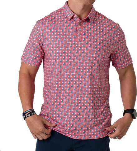 Burlebo Men's Performance Short Sleeve Polo Golf Shirt (White Speckled, Medium) in Kuwait