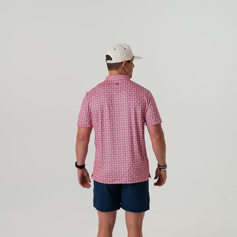 Burlebo Men's Performance Short Sleeve Polo Golf Shirt (White Speckled, Medium) in Kuwait