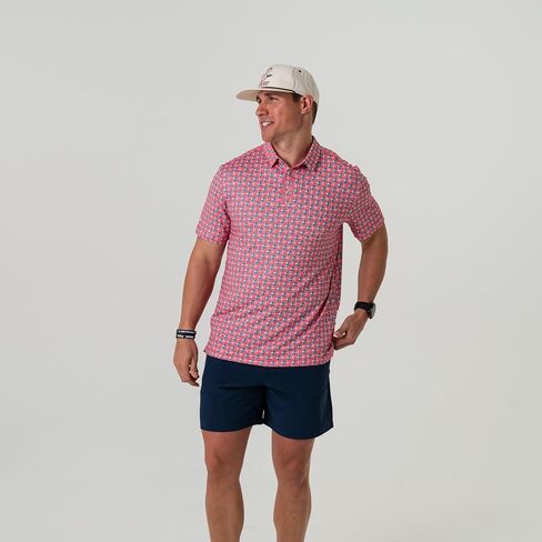 Burlebo Men's Performance Short Sleeve Polo Golf Shirt (White Speckled, Medium) in Kuwait