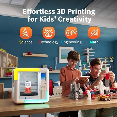 X-Maker 3D Printer for Kids and Beginners, Fully Assembled High-Speed 3D Printer with 8 PLA Filament Set, Leveling-Free Bed, Wi-Fi Printing, Silent, High Precision Small 3D Printer with App in Saudi Arabia