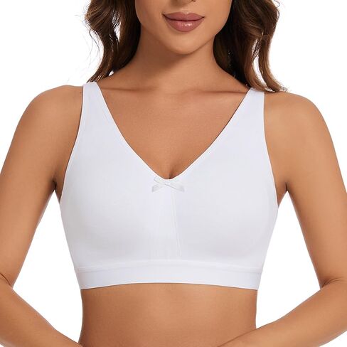 sheroine Women's Cotton Wirefree Plus Size Unlined Bra Full Coverage Non-Padded Ultrathin Comfort Everyday Soft Bras in Kuwait