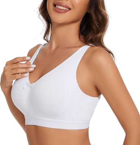 sheroine Women's Cotton Wirefree Plus Size Unlined Bra Full Coverage Non-Padded Ultrathin Comfort Everyday Soft Bras in Kuwait