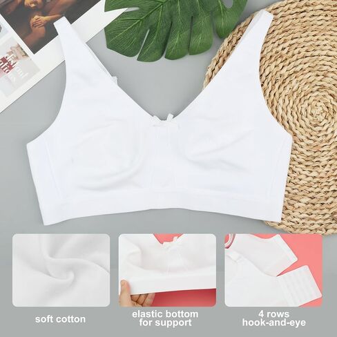 sheroine Women's Cotton Wirefree Plus Size Unlined Bra Full Coverage Non-Padded Ultrathin Comfort Everyday Soft Bras in Kuwait