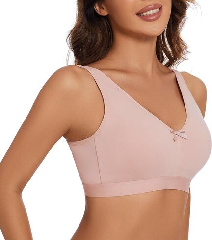 sheroine Women's Cotton Wirefree Plus Size Unlined Bra Full Coverage Non-Padded Ultrathin Comfort Everyday Soft Bras in Kuwait