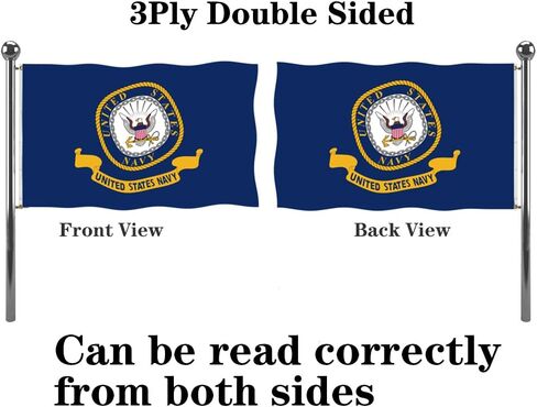 Jayus Embroidered Double Sided Emblem US Navy Flag 2x3 FT Outdoor - 340D Heavy Duty Naval Flag USNA Army Flags with 2 Brass Grommets Banner and UV Fade Resistant in Kuwait